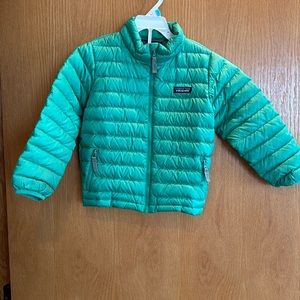 Patagonia kids green light down jacket